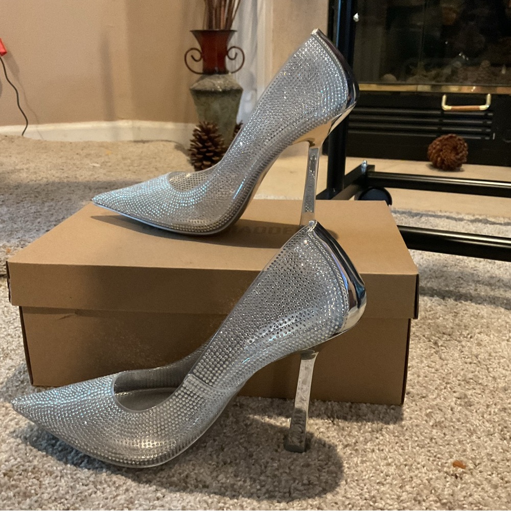 Silver studded heels
